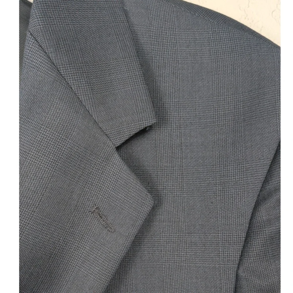 Andrew Fezza Navy Glen Check‎ Plaid Super 100s Wool Blazer Suit Jacket 39R